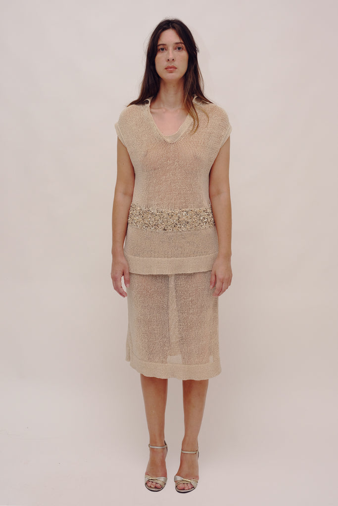 Knit & Sequin Polo Vest