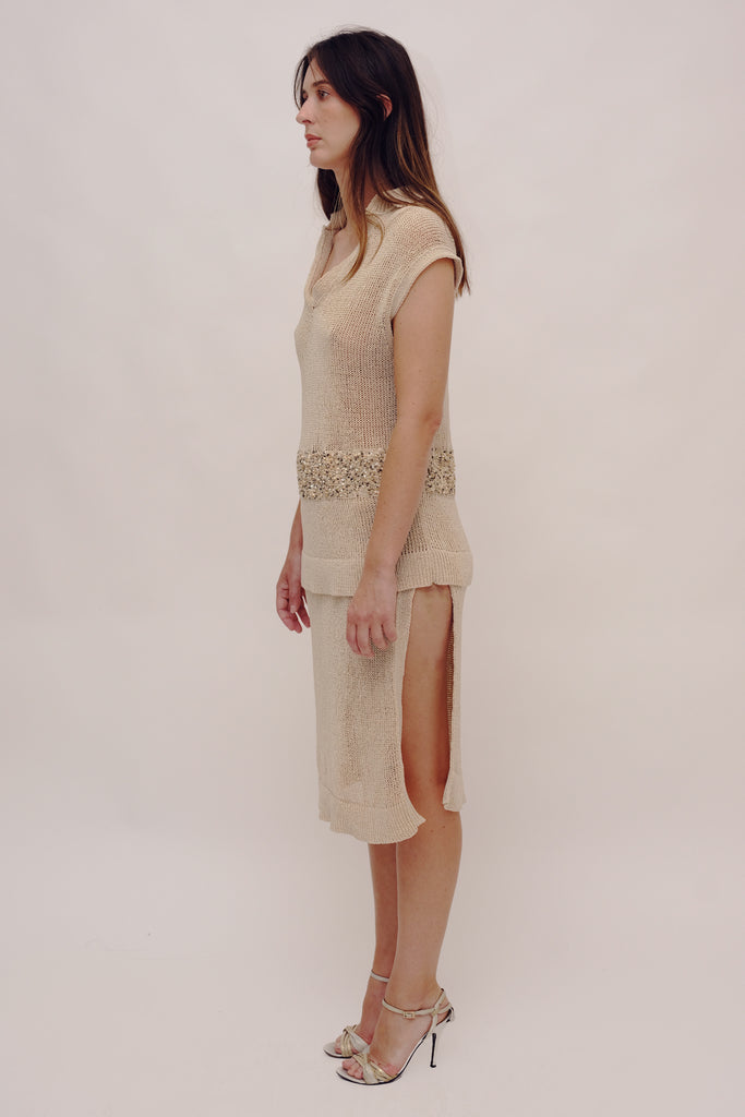 Knit & Sequin Polo Vest